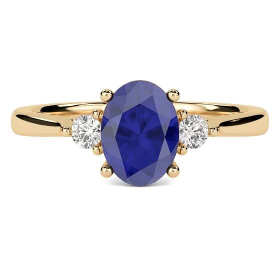 1.80ct Oval Blue Sapphire and Diamond Trilogy Ring
