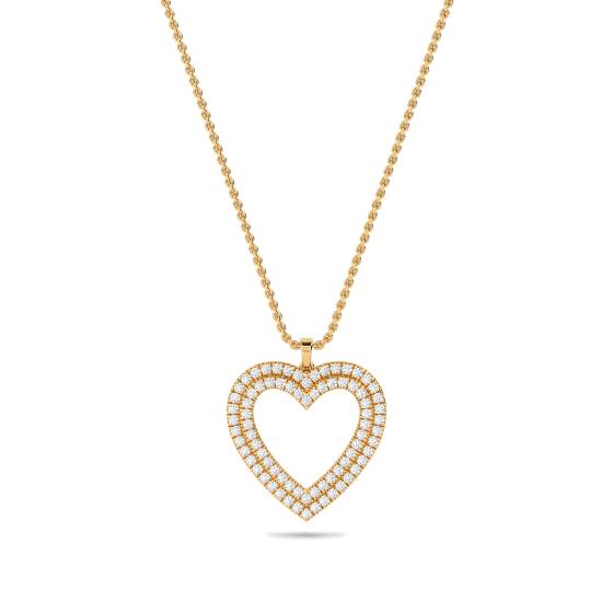 Classic Round Diamond Heart Pendant