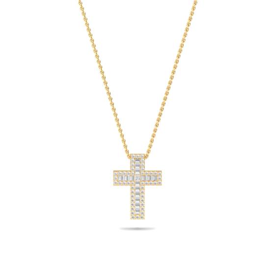 2.30ct Classic Round and Baguette Diamond Cross Pendant