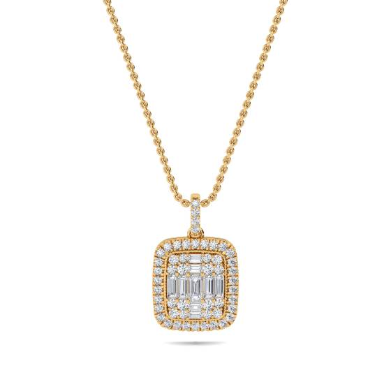 0.75ct Cluster Round and Baguette Diamond Designer Pendant