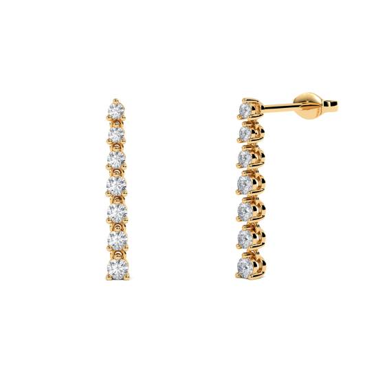 Modern Round Diamond Drop Earrings