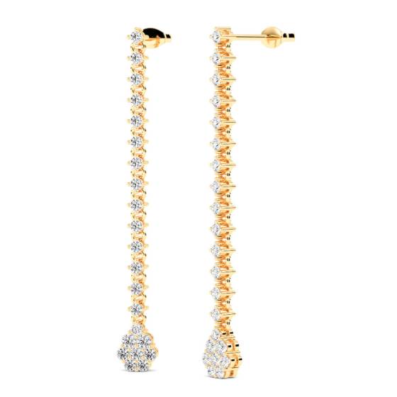 Modern Round Diamond Drop Earrings