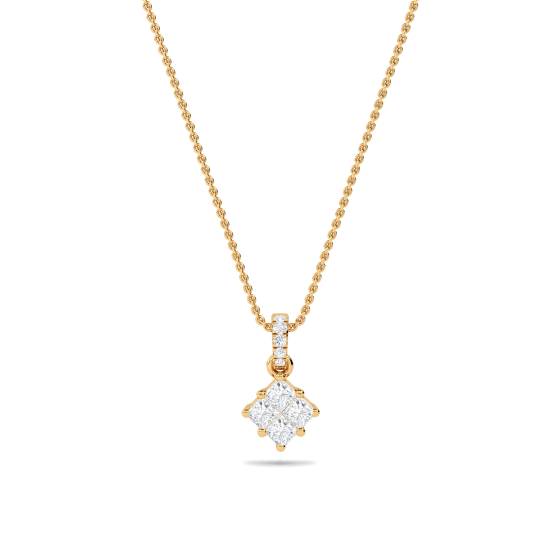 Cluster Princess and Round Diamond Designer Pendant