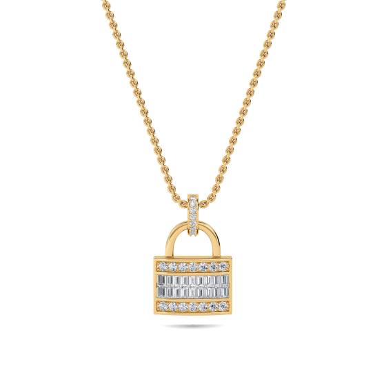 1.10ct Cluster Round Diamond Designer Padlock Pendant