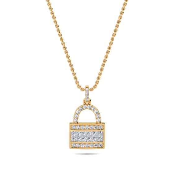 0.60ct Cluster Round Diamond Designer Padlock Pendant