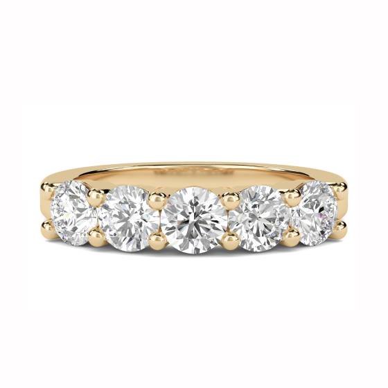 5 Stone Round Diamond Half Eternity Ring