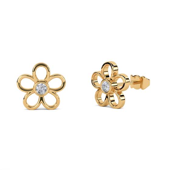 Flower Shaped Round Diamond Set Earrings