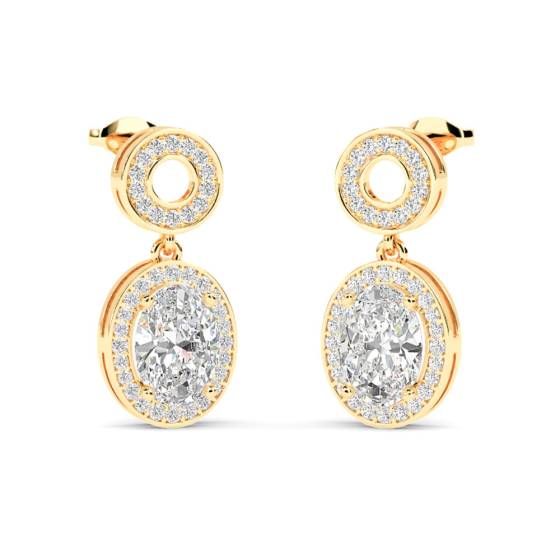 Oval Diamond Single Halo Earrings