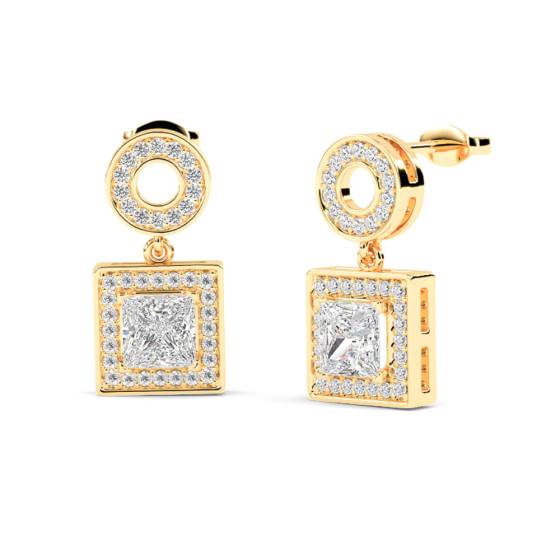 Princess Diamond Single Halo Earrings