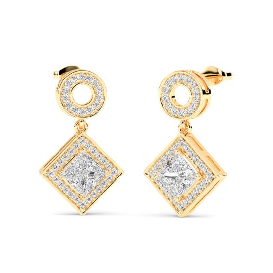 Princess Diamond Single Halo Earrings
