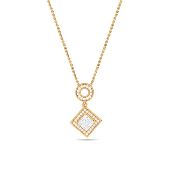 Princess Diamond Single Halo Pendant