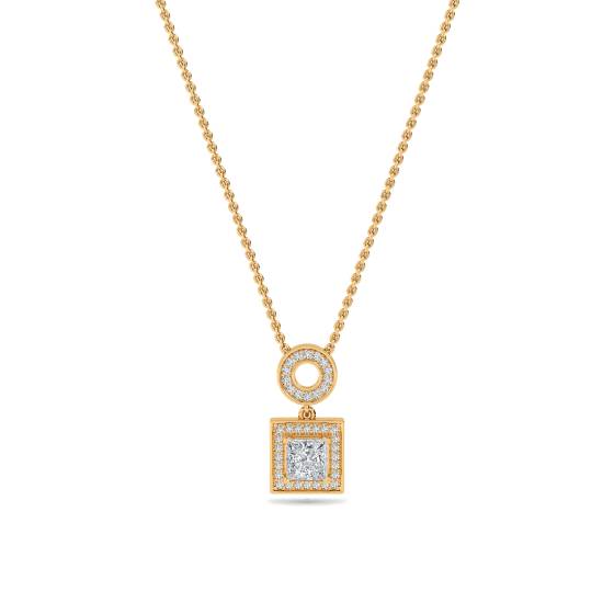 Princess Diamond Single Halo Pendant