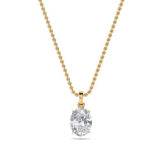 Modern Oval Diamond Solitaire Pendant
