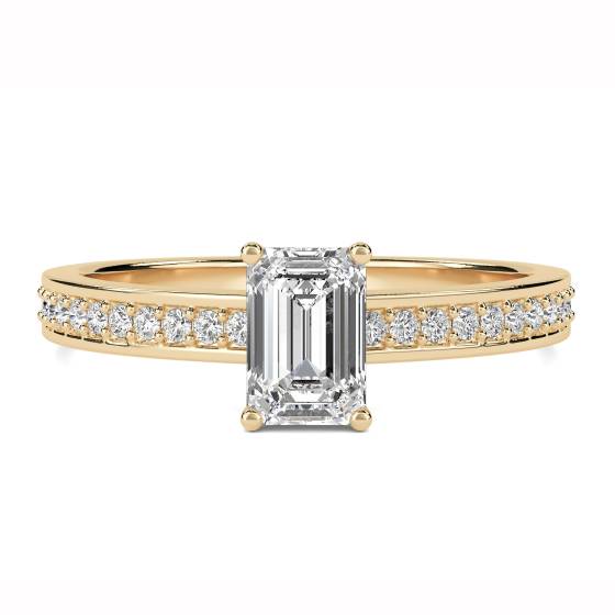Emerald Diamond Shoulder Set Ring