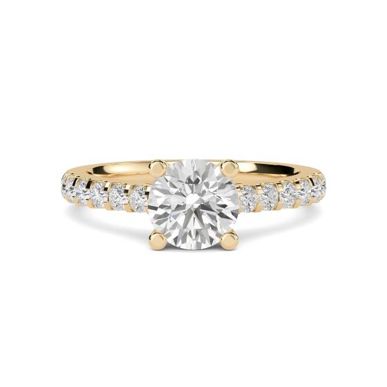Round Shoulder Set Diamond Engagement Ring