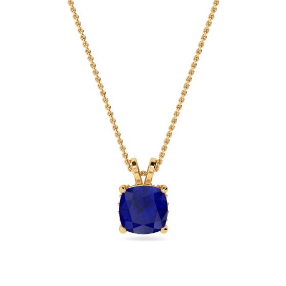Cushion Blue Sapphire Diamond Pendant