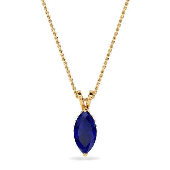Marquise Blue Sapphire Diamond Pendant