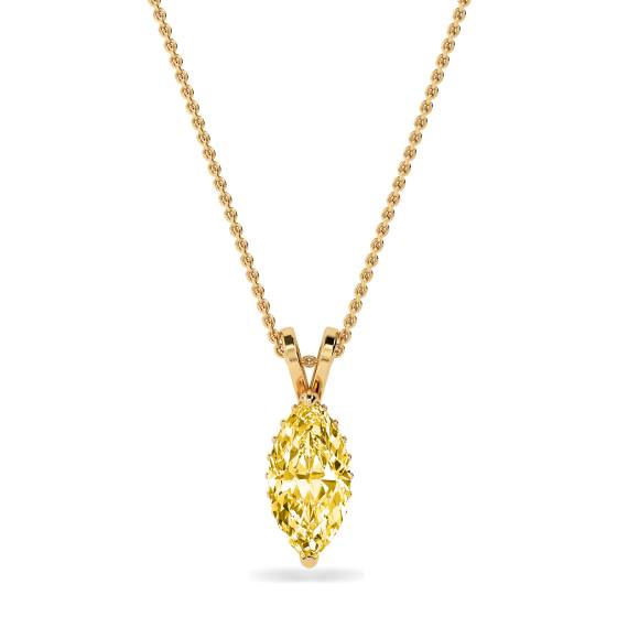 Marquise Yellow Diamond Solitaire Pendant