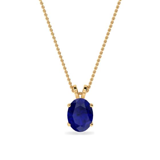 Oval Blue Sapphire Diamond Pendant