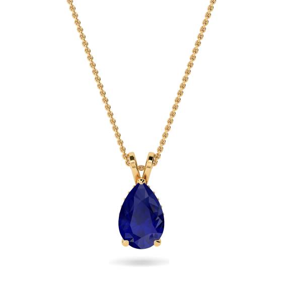 Pear Blue Sapphire Diamond Pendant