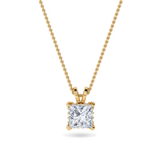 Princess Diamond Halo Pendant