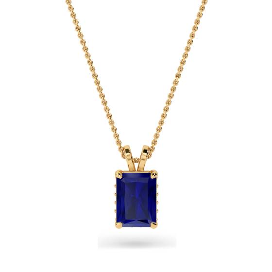 Radiant Blue Sapphire Diamond Pendant