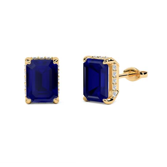 Emerald Blue Sapphire Diamond Earrings