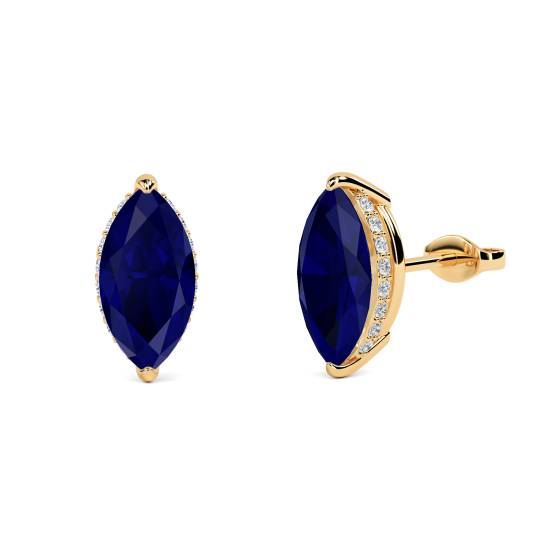 Marquise Blue Sapphire Diamond Earrings