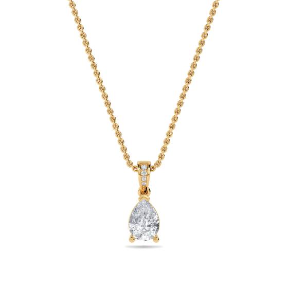 Classic Pear and Round Diamond Solitaire Pendant