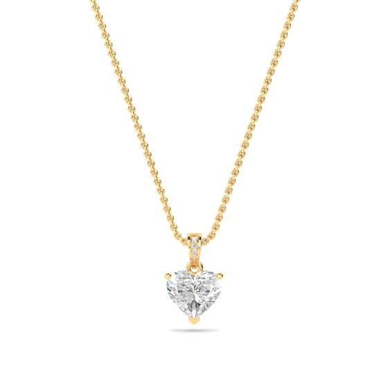 Modern Heart and Round Diamond Pendant
