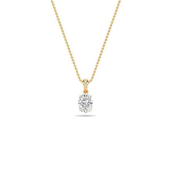 Modern Oval and Round Diamond Pendant