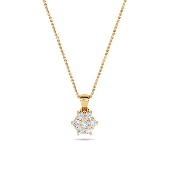 Round Diamond Cluster Flower Pendant