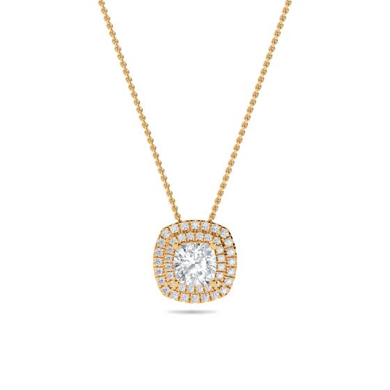 Cushion Shaped Diamond Single Halo Pendant