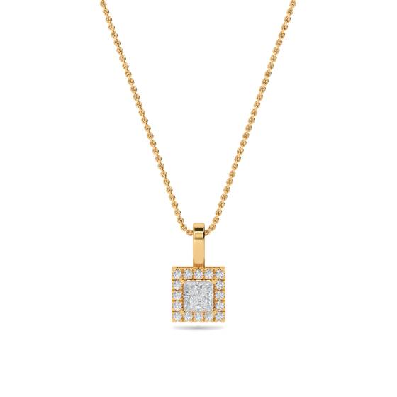 Princess Diamond Single Halo Pendant