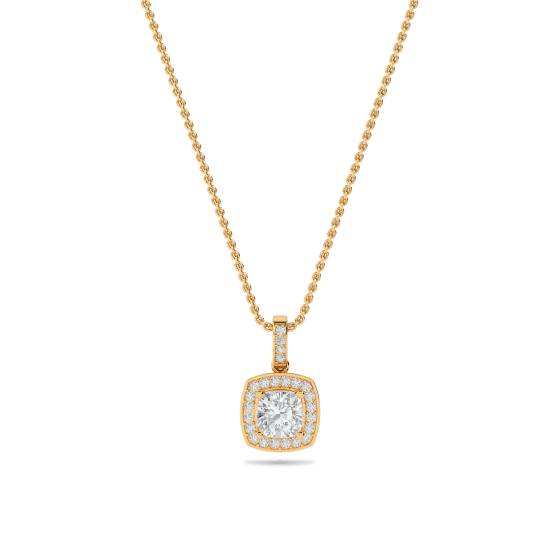 Cushion Shaped Diamond Single Halo Pendant