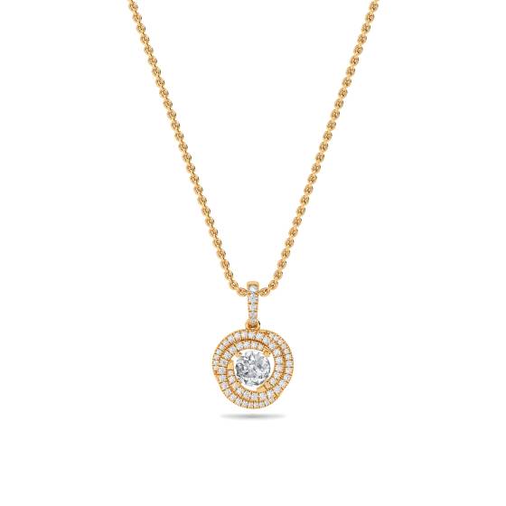 Stylish Round Diamond Double Halo Pendant
