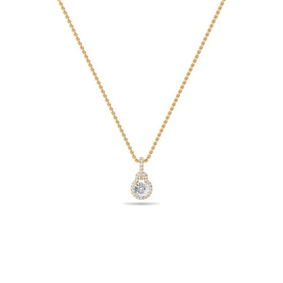 Unique Round Diamond Halo Pendant
