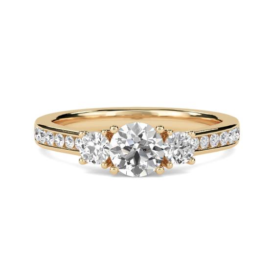 3 Round Stone Diamond Ring With Shoulder Diamonds