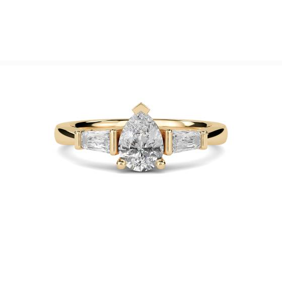 Modern Pear & Baguette Diamond Trilogy Ring