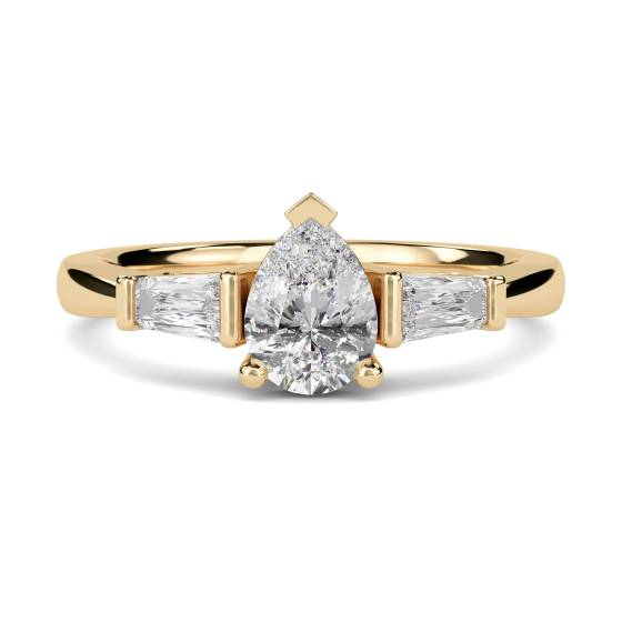 Modern Pear & Baguette Diamond Trilogy Ring