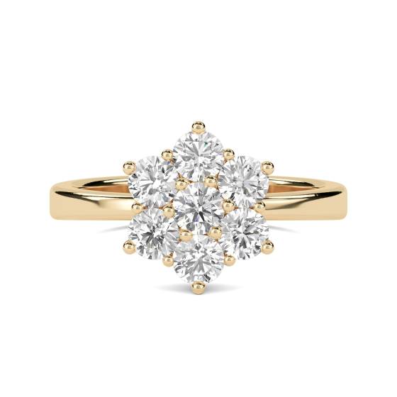 Elegant Round Diamond Flower Cluster Ring