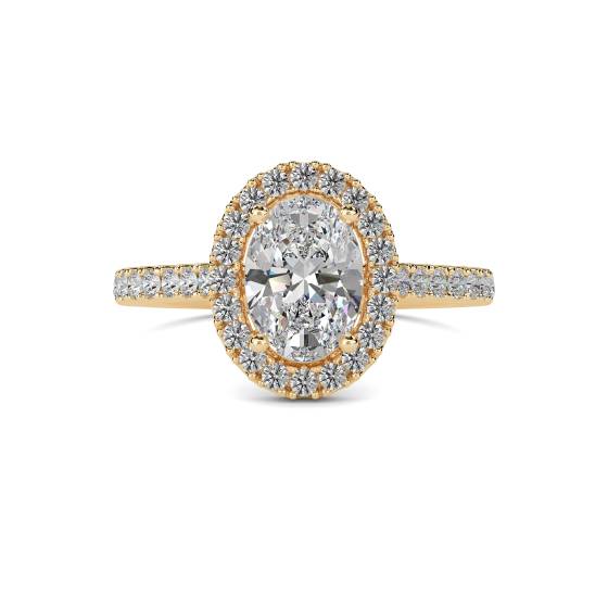 Oval Diamond Single Halo Shoulder Set Ring
