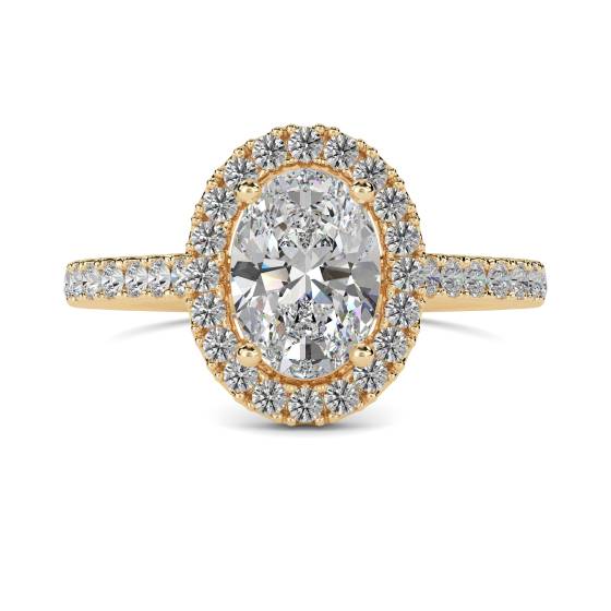 Oval Diamond Single Halo Shoulder Set Ring