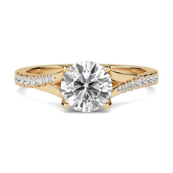 Stylish Round Shoulder Set Diamond Engagement Ring