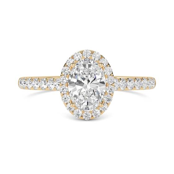 Oval Diamond Single Halo Shoulder Set Ring