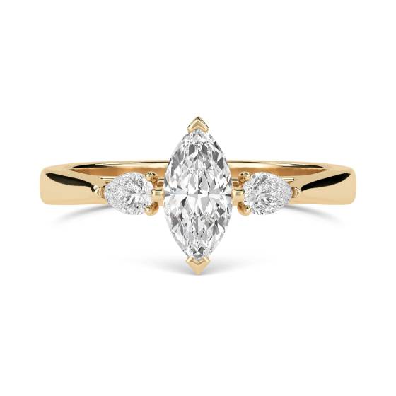 Unique Marquise & Pear Diamond Trilogy Ring