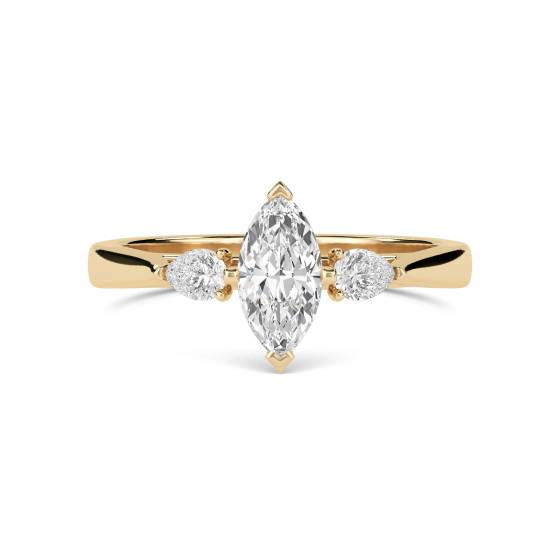Unique Marquise & Pear Diamond Trilogy Ring