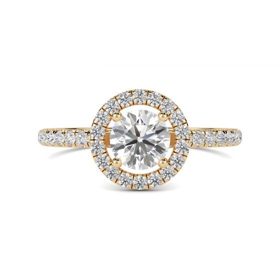 Round Diamond Single Halo Shoulder Set Ring