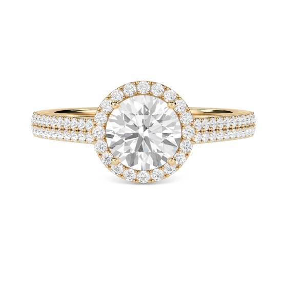 Round Diamond Single Halo Shoulder Set Ring