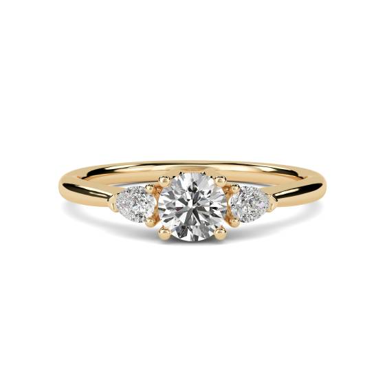 Round & Pear Diamond Trilogy Ring